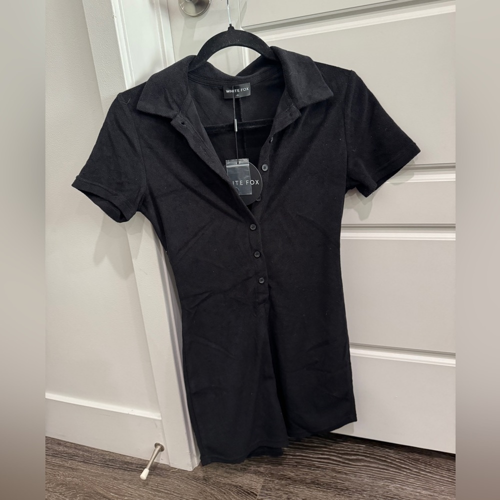 White Fox Black Button-Up Playsuit